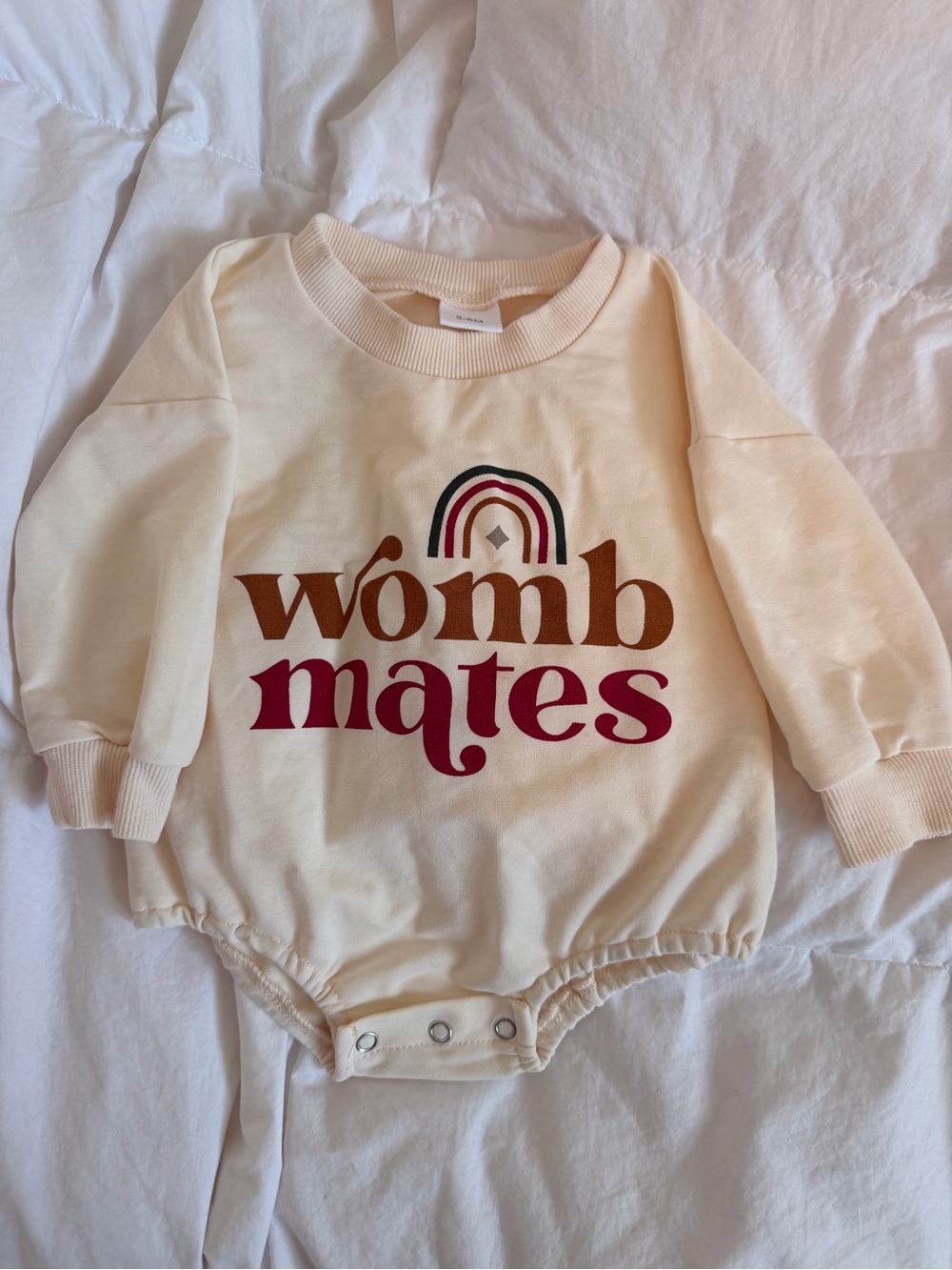 TWIN set of TWO infant cream bubble rompers six 3-6 months